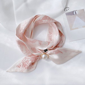 小领巾女韩国装饰 短款领带丝巾细长条飘带绑包编发发带送珍珠扣