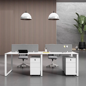 职员办公桌白色简约现代2/4/6人位台式电脑桌屏风卡位桌椅组合