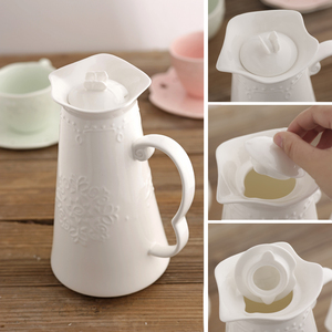 欧式浮雕蕾丝蝴蝶茶壶大容量陶瓷宫廷风水壶下午茶壶果汁咖啡壶