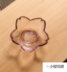 出口日本料理小碟子创意日式樱花味碟玻璃碟子粉色酱料碟醋碟筷架
