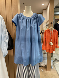 十三行夏装女新款法式慵懒风短袖娃娃衬衣中长款宽松百搭套头衬衫