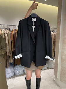 韩国东大门春装新款港风复古气质设计感西服高级感双排扣西装外套
