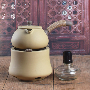 日式酒精炉煮茶壶侧把壶粗陶过滤花茶壶泡茶壶烧水壶白茶黑茶陶壶