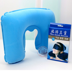 旅游三宝之优质充气枕U型枕头旅行枕健康颈椎护颈U形枕耳塞眼罩