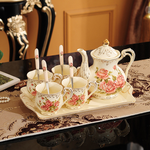 水杯茶具套装家用整套奢华带托盘欧式客厅陶瓷咖啡水具杯具茶杯子