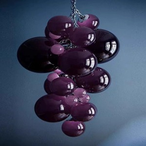 意大利Grape果实主题餐厅葡萄吊灯挑空楼梯间设计师会所玻璃灯具