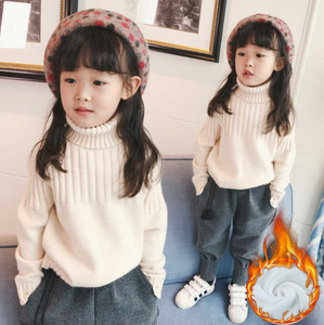 女童高领毛衣加绒加厚冬季打底衫女孩外穿12中大童线衣儿童羊绒衫