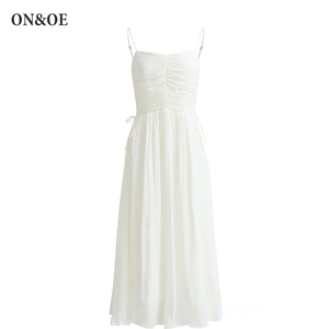 ONOE法式白色长款吊带裙2024夏新款海边度假垂坠感人鱼姬连衣裙女