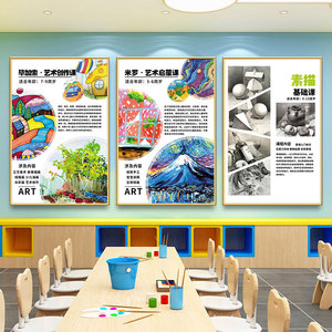 美术机构培训班墙面装饰墙贴画室工作室教室创意布置文化墙海报