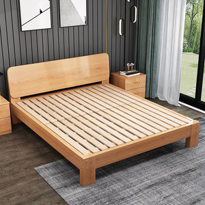 全榉木榻榻米单人15米双人18米出租房架实木床床实木床床现代实木