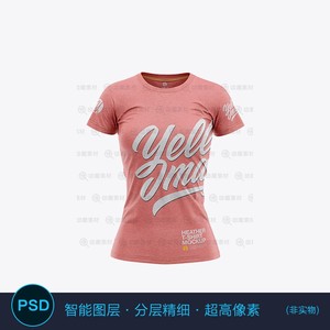 P2081 PSD图层经典圆领悠闲T恤打底衣服装模板智能VI贴图样机素材