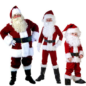 圣诞节表演演出幼儿儿童成人男豪华圣诞老人装扮服装服饰衣服套装