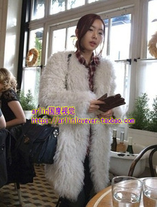 韩国进口现货白色羊卷卷毛外套中长款时尚编织皮草洋气轻奢保暖