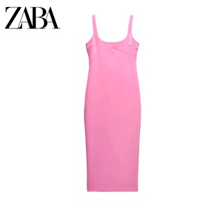 ZA 夏季新品欧美性感修身背心裙后开叉包臀中长版连身裙 2289777