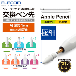 ELECOM苹果Apple pencil改造针管笔尖金属电容笔头耐磨损防滑iPad手写笔尖平替透明款平板一代/二代通用