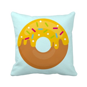 甜品黄色奶油甜甜圈设计方形抱枕靠枕沙发靠垫双面含芯礼物