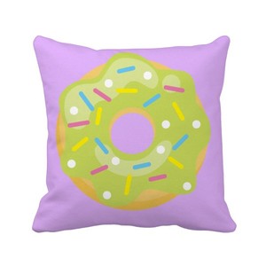 甜品绿色甜甜圈设计方形抱枕靠枕沙发靠垫双面含芯礼物