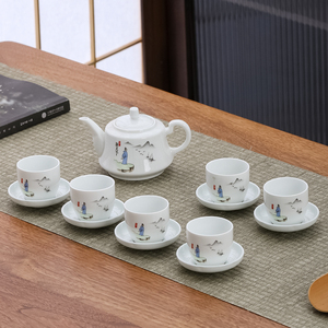 白瓷茶具套装家用客厅小套陶瓷茶壶整套茶杯子功夫茶具办公室会客