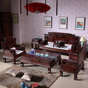 红木家具客厅全套印尼黑酸枝新中式非洲阔叶黄檀财源滚滚实木沙发