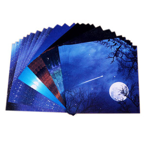 15厘米正方形月亮星空折纸印花流星彩纸儿童单面手工折纸卡纸包邮