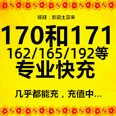 162/165/167/170/171充值100元170号码充值缴费192号代充交费50元