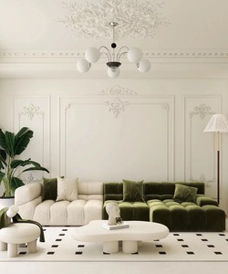 法式轻奢奶油风丝绒布艺沙发组合北欧小户型客厅网红贵妃转角沙发