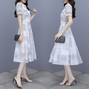雪纺连衣裙女夏2024今年流行新款韩版修身显瘦气质法式衬衫裙子仙