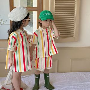 2023兄妹装儿童短袖姐弟装夏季条纹韩系男女童亲子装洋气套装夏款