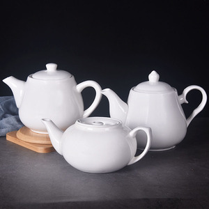 白色茶水壶 柿壶同壶英式壶  餐厅创意茶壶陶瓷大号家用咖啡茶壶