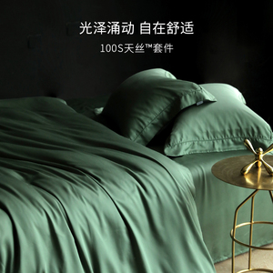 巷子戏法 100支天丝四件套真丝冰丝床上用品简约纯色床单被套被罩