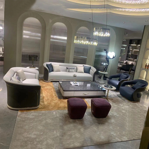 意式轻奢真皮沙发别墅样板房间高端现代港式客厅家具设计组合定制