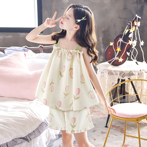 女童睡衣夏季甜美可爱公主中大儿童小女孩薄款2024新款韩式家居服