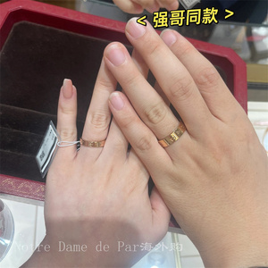 Cartier卡地亚LOVE系列宽窄版18k玫瑰金无钻戒指男女对戒婚戒指环