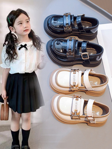 女童鞋黑色小皮鞋2024新款夏季儿童软底公主鞋时尚韩版小女孩鞋子