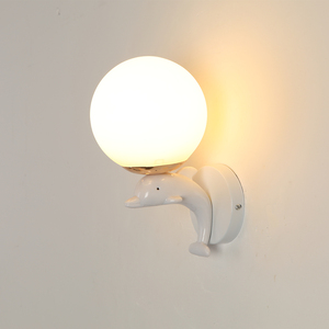 壁灯卧室现代简约客厅带遥控开关儿童海豚墙壁灯密封led床头灯
