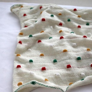 ins韩风 绝美趣味圣诞配色彩色立体波点织物毛线布料针织面料diy