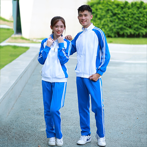 春秋冬季校服套装中学生蓝白三件套高中初中生军训运动会团体班服