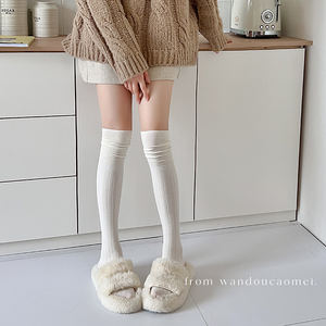 白色纯欲长筒袜鞋长靴袜子女高筒半截过膝盖小腿袜秋冬季及膝显瘦