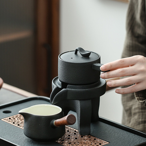 防烫懒人石磨茶具套装简约日式功夫黑陶自动冲茶家用会客泡茶神器