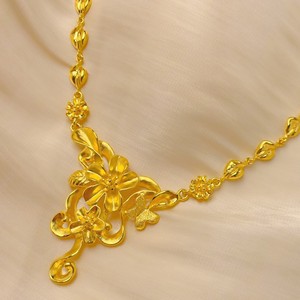 镀黄金花朵沙金项链结婚道具仿真假三金五金镀金时尚饰品