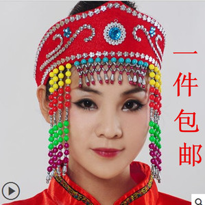 蒙古族舞蹈演出头饰 少数民族服装配饰 内蒙古藏族舞蹈演出帽子新