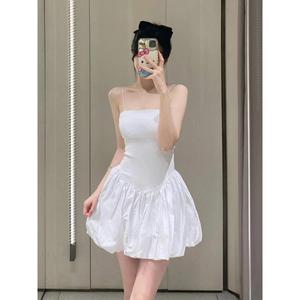 ZARA KISS夏季新款女装甜辣性感纯色裹胸式吊带抹胸连衣裙4174347