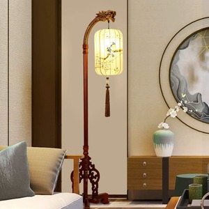 新中式落地灯中国风古典禅意茶室书房客厅沙发边灯复古实木落地灯
