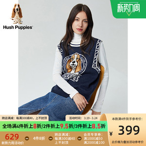 暇步士女装秋季趣味时尚美式外搭保暖圆领羊毛针织马甲|HV-2