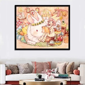 兔兔魔法屋十字绣可爱动物卡通女孩大格新款客厅卧室小幅棉线满绣