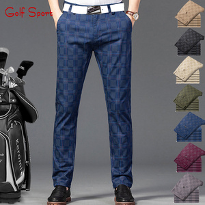 夏季高尔夫球男士格子长裤子薄款透气百搭时尚运动休闲男装球裤