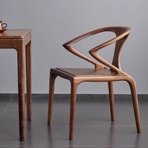北欧实木创意意式椅子阳台设计餐厅中式靠背家用书房书桌茶室剑椅