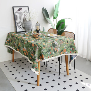 欧式美式田园清新长方形桌布提花复古绿色布艺餐桌台布盖布
