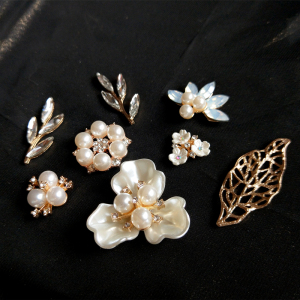 合金花朵diy团扇面装饰材料包结婚喜扇珍珠树梅中式新娘手工配件
