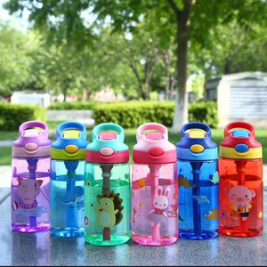 儿童宝宝外带塑料水壶小学生吸管杯便捷防漏耐摔运动户外卡通水杯